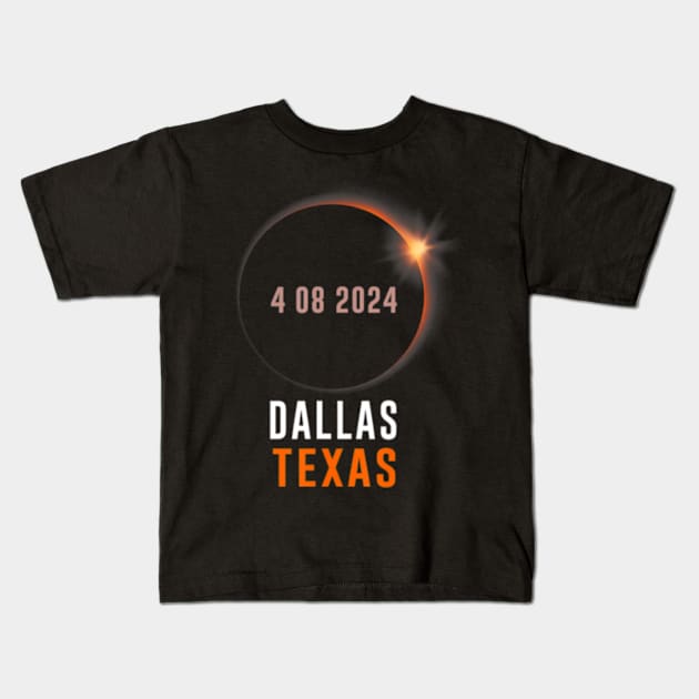 Total Solar Eclipse 2024 Totality Dallas Texas Kids T-Shirt by SanJKaka